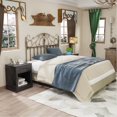 thumbnail image 4 of Gymax 2PCS Nightstand with Drawer and Shelf Rustic Wooden Bedside Table Bedroom Black, 4 of 10