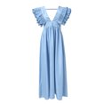 thumbnail image 4 of Ketyyh-chn99 Robes Formelles pour Femmes Robe de Mariage Robe Midi à Fleurs Robe de Soirée Vintage Élégante pour Dames Robe de Cocktail Bleu,2TG, 4 of 5
