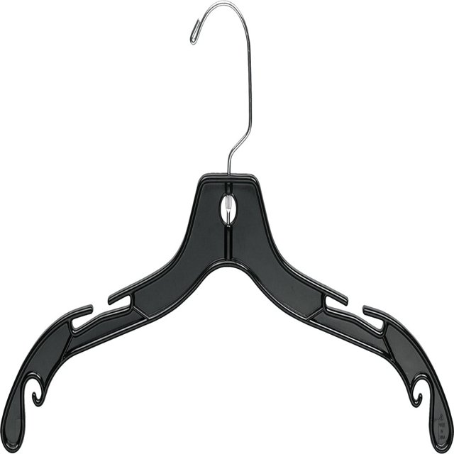 Matte Black Plastic 4-Notches Top Hanger 25 Pack