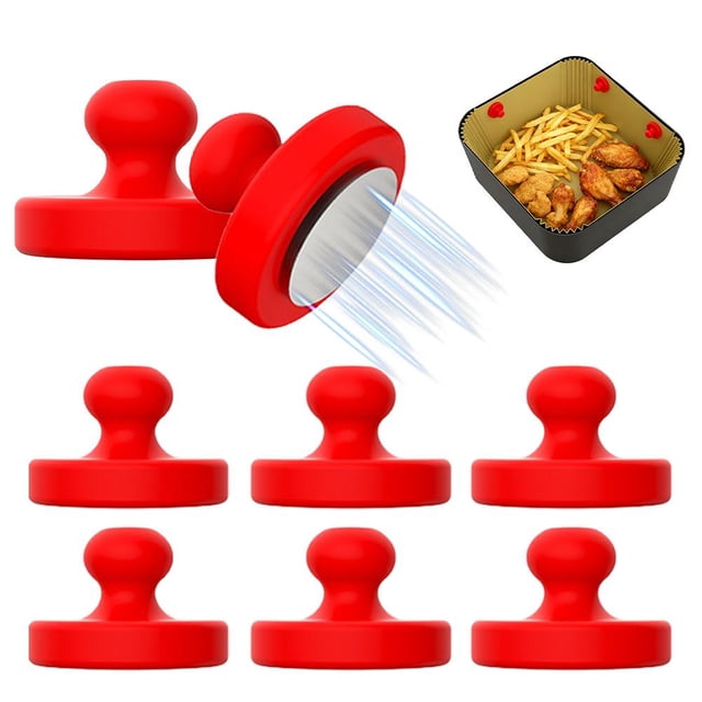 Air Fryer Magnets for Parchment Paper, 8PCS Strong Magnetic Silicone Clips to Secure Liners & Prevent Burning, 100 Food-Safe BPA Free, Waterproof & Heat-Resistant (0.86 inch, Black)