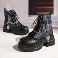 thumbnail image 3 of RXMEKW Bottines pour Femmes avec Semelle Plateforme Épaisse et Détail Chaîne, Bottes Style Moto Mode pour Tenue Décontractée et Style de Rue, 3 of 6