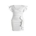 thumbnail image 4 of MesaSe Femmes d'Été Près du Cou Manches Robe V Swing Robe avec Poches Couleur Unie une Seule Pièce, 4 of 9