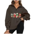 thumbnail image 2 of 2023 Chandails à Capuche de Noël pour Femmes Mode Décontractée Col à Revers Manches Longues T-Shirt Ample Blouse Chandail Hauts en Liquidation, 2 of 5