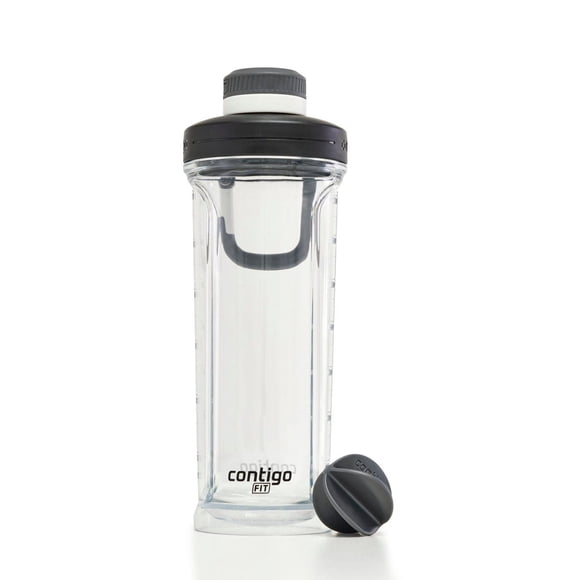 Contigo Fit Shake & Go 2.0 Tritan Protein Shaker Bottle with Leak-Proof Lid, 28 oz (828 ml), Gym Water Bottle with Whisk and Carry Handle, Dishwasher Safe Mixer Bottle, Salt