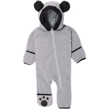 Baby Girls Romper Infant Baby Girls Boys Solid Ears Hoodie Romper Clothes Fleece Jumpsuit New Casual Winter Jumpsuits Gray 6-12 Months