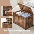 thumbnail image 2 of Coffre de Rangement, Banc de Rangement pour Chaussures d'Entrée avec 2 Charnières de Sécurité, Style Ferme, Brun, 2 of 5