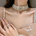 thumbnail image 4 of fastboy Collier Court Cristal Magnifique Intemporel Rétro Vintage Perle Choker Diamants Incrustation Est Étincelant Collier 1Set, 4 of 6