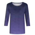 thumbnail image 4 of Pisexur Blouse pour Femmes Grande Taille Raglan Manches 3/4 Hauts Col Rond Dégradé T-Shirts Col Ras du Cou Tunique Basique pour Dames, 4 of 5