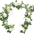 thumbnail image 1 of Guirlande Réaliste de Verdure Artificielle et de Roses pour Décoration de Table et Chaise de Mariage, Fausse Vigne Botanique avec Feuilles Réalistes pour Arrangement Rustique de Centre de Table en Arche, 1 of 8