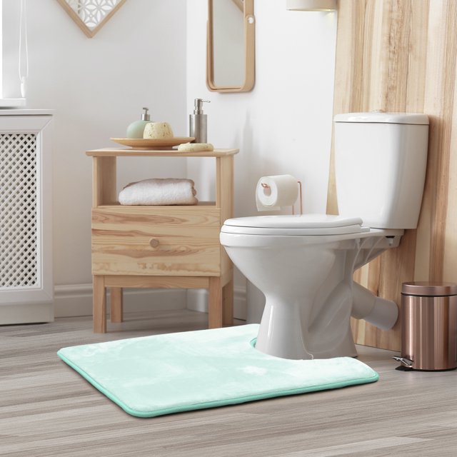 1 Contour Clara Clark Bath Mat Bathroom Rug - Absorbent Memory Foam Bath Rugs - Non-Slip, Thick, Cozy Velvet Feel Microfiber Bathrug, Plush Shower, Toilet- Floor Bathmats Carpet - Aqua - 24"x19"