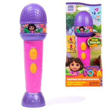 Dora, Rainforest Rhythms Microphone with Music, Sound Fx & Bilingual Phrases, Kids Toys for Girls & Boys Ages 3 and Up