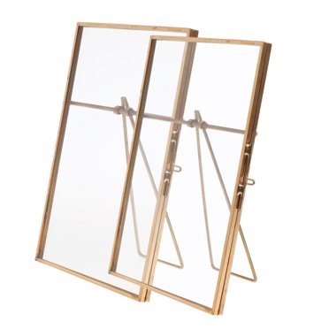 GUOOL 2-Pack Metal Glass Freestanding Photo Picture Frame Wedding Favor Gift 4x6in