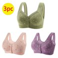 thumbnail image 2 of Timegard 3pc Plus Size Bras for Women Front Closure Button Full Support Bralette Comfort Seniors Bras, 2 of 6