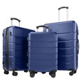 thumbnail image 1 of edx Ensembles de Bagages 3 Pcs, Valise Rigide 20/24/28 Pouces avec 4 Roues Doubles Pivotantes, Extensible et Cadenas TSA, Valise à Coque Rigide Légère à Roulettes, Bleu, 1 of 9