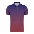 thumbnail image 5 of Chemises pour Hommes Imprimé Décontracté Manches Courtes Col Rabattu T-Shirt à Fermeture Éclair Blouse Tops, 5 of 5