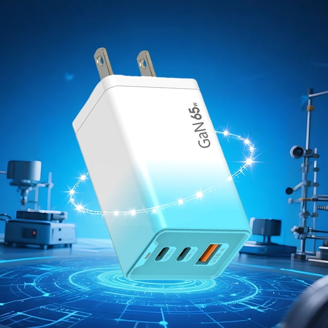 ZZkhGO 65W Gradient Charger, GaN Fast Charging Head with LED Indicator, Multi Port USB C Charger for Phone Tablet Laptop