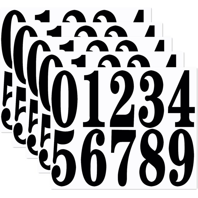 XINQIHANG 4 Inch Numbers Sticker, (0-9, 5 Sets) Modern Number Vinyl Waterproof Number Self Adhesive Sticker for Signs, Door, Cars, Trucks, Home, Business, Address Number (4 inch)