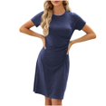 thumbnail image 5 of FAIWAD Robe d'Été pour Femme à Manches Courtes, Robe Plissée Ample, Mini-Robe Basique, T-Shirt Extensible, Robe Soleil, 5 of 5