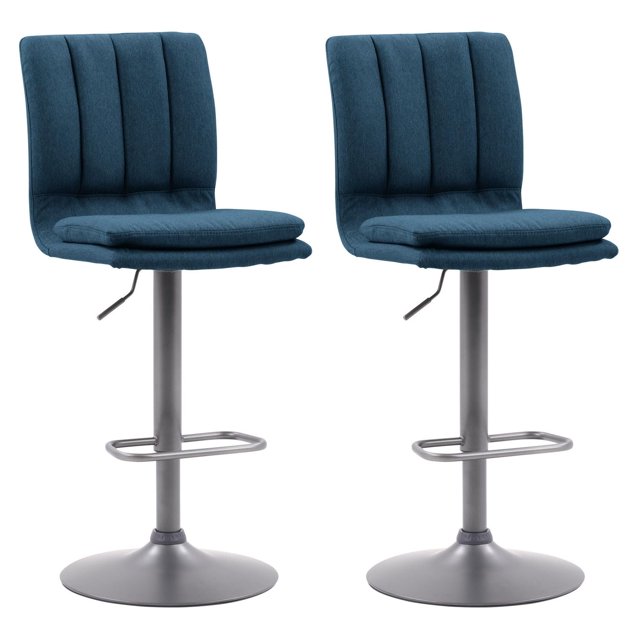 Tabourets de bar d'intérieur CorLiving Palmer Channel, capitonnés et réglables en hauteur, bleus (lot de 2)