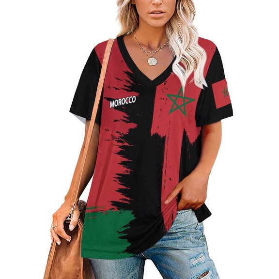 Chandail de Soccer Marocain pour Femmes 2026 pour Fans de Soccer avec Drapeau de la Nation, Chandail Aussi Personnalisé