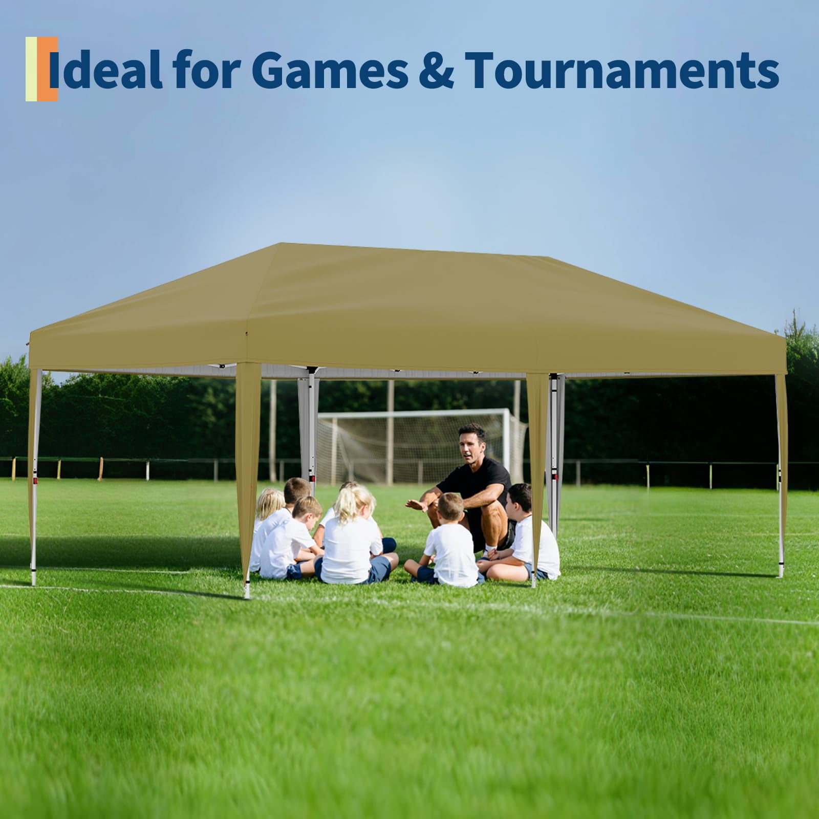 AKDSteel 10x20 Pop Up Canopy, Outdoor Beach Tent With One Push Setup, Upf 50+ Waterproof Sun Shade For Events And Camping