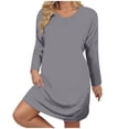 thumbnail image 1 of Ixbnca Robe pour Femme Grande Taille Col Rond Manches Courtes Robes T-Shirt Décontractées Amples Été Robe Courte, 1 of 7