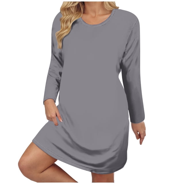 Ixbnca Robe pour Femme Grande Taille Col Rond Manches Courtes Robes T-Shirt Décontractées Amples Été Robe Courte
