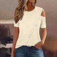 thumbnail image 2 of Timegard Hauts à Épaules Dénudées pour Femmes Col Rond à Boutons Manches Courtes Tunique Décontractée d'Été Blouse, 2 of 7