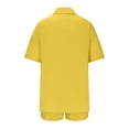 thumbnail image 2 of Birdeem Womens Spring and Summer Fashion Slim Button-Up Top Casual Shorts Solid Color Top/Shirt Suit, 2 of 5