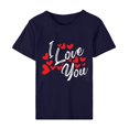 thumbnail image 4 of Pisexur T-shirt de la Saint-Valentin pour Femmes, Imprimé Amour, Manches Courtes, Col Rond, 4 of 5