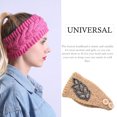 thumbnail image 3 of Crochet Headbands Winter Leaves Pattern with Rhinestones Elastic Head Protector Wide Warm Chunky Hair Accessories for Girls Light Tan, 3 of 6
