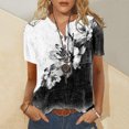 thumbnail image 3 of Cameland T-Shirt à Manches Courtes Décontracté d'Été pour Femmes, à Boutons, Col Rond, Chandail Blouse Hauts, 3 of 5