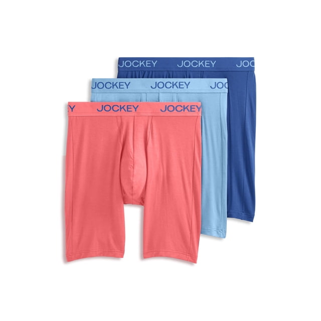 Jockey Men's Chafe Proof Pouch Ultra Soft Modal 8.5" Long Leg Boxer Brief - 3 Pack