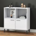 thumbnail image 1 of vidaXL Bookcase with Metal Legs White 90x35x90.5 cm Solid Wood OSLO, 1 of 5