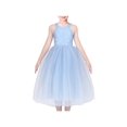 thumbnail image 1 of Robe Fille Bleue à Col Licou de Fête en Dentelle Tulle Élégante Sans Manches 8 Ans, 1 of 7