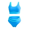 thumbnail image 4 of FAIWAD Womens 2 Piece Swimsuits Sports Color Block Bikini Sets Removable Bra Pad Full Coverage Bathing Suits for Girls, 4 of 5