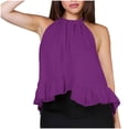 thumbnail image 2 of Weiqiqre Women's Clothing Adjustable Tie Neckline Ruffle Hem Sleeveless Flowy Halter Tops, 2 of 7