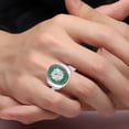 thumbnail image 2 of RYLOS Men's Rings Sterling Silver Christ Head Religious Ring With Diamonds and Green Quartz Designer Men's Jewelry Size 9, 2 of 6