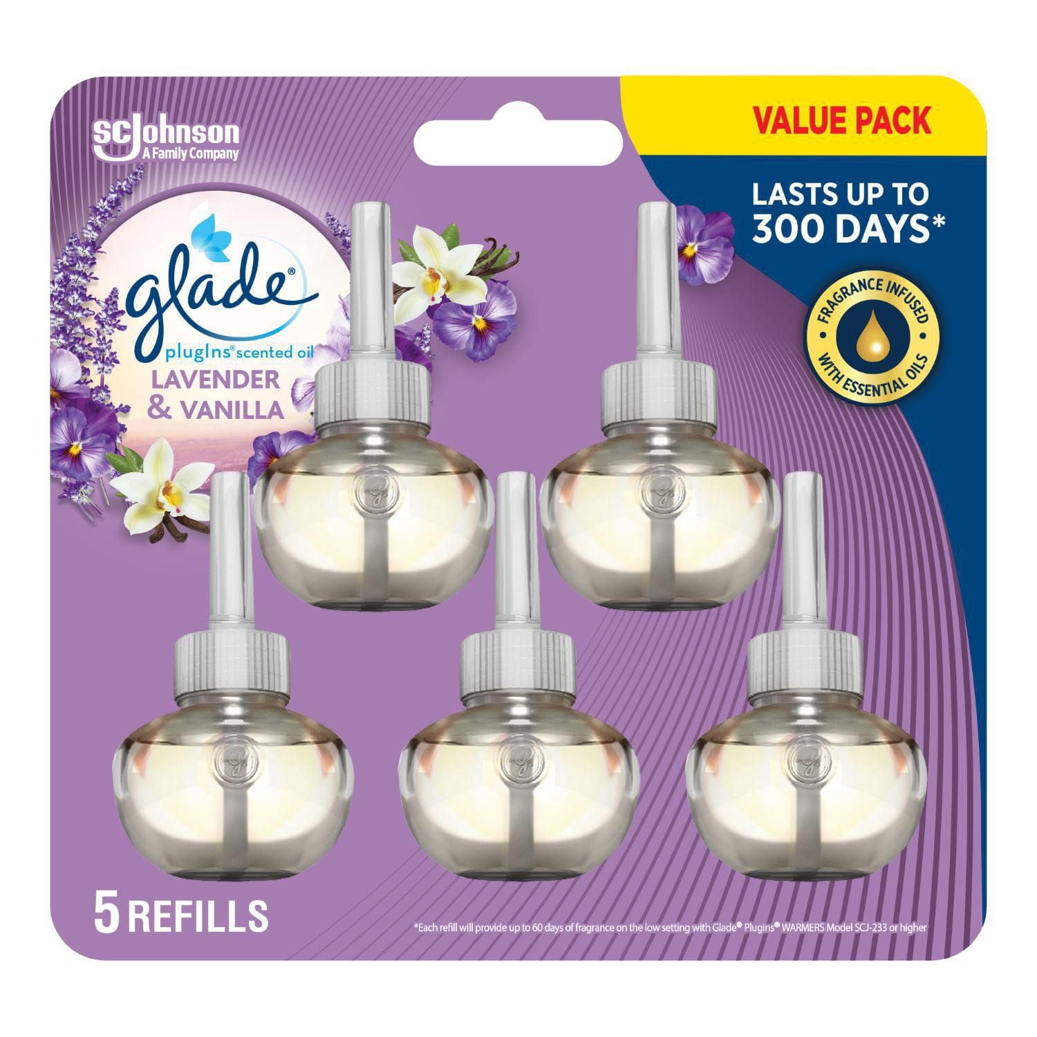 Glade PlugIns® Huile Parfumée 5 Recharges - Lavande et Vanille