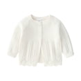 thumbnail image 1 of 2025 Girls Cardigan Solid Color Sweater Long Sleeves Keep Warm Knitted Tops Cardigan White, 1 of 4