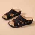 thumbnail image 4 of Penkiiy Womens Sandals Hollow Wedge Sandals Open Toe Orthopedic Arch Support Slip-on Slippers Perforated Backstrap Sandals Flower 39 Black, 4 of 8