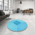 thumbnail image 4 of Ahgly Company Machine Washable Indoor Rectangle Transitional Bright Cyan Blue Area Rugs, 5' x 7', 4 of 7