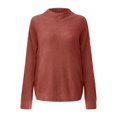 thumbnail image 4 of IROINID Liquidation Hauts pour Femmes Grande Taille Décontractés Unis à Manches Longues Col Roulé Hauts d'Automne Blouse T-Shirt, Rouge Rouille, 4 of 7