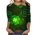 thumbnail image 1 of FAIWAD T-Shirt à Manches 3/4 pour Femmes de la Saint-Patrick, Col Rond, Décontracté, Grande Taille, Tunique à Enfiler, 1 of 5