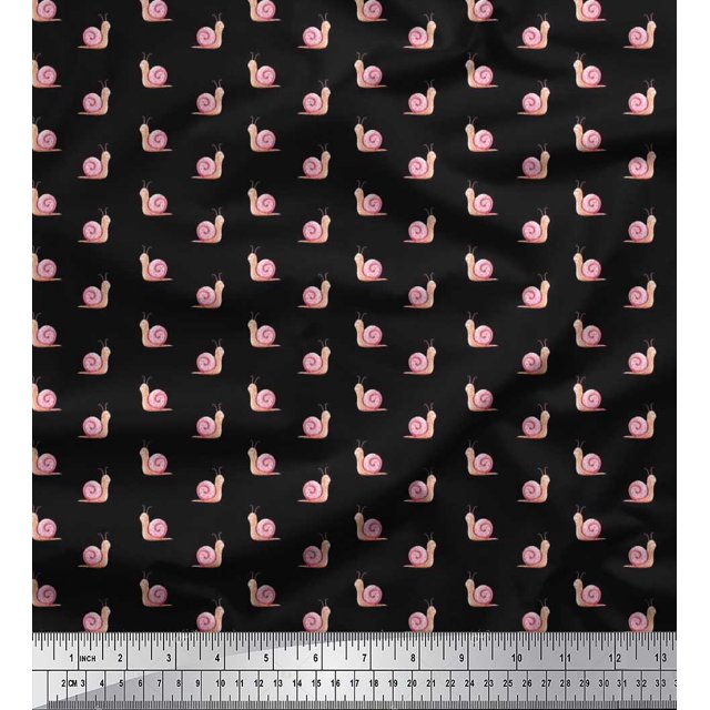 Soimoi Rayon Fabric Snail Insects Print Sewing Fabric Yard 56 Inch Wide