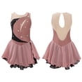 thumbnail image 3 of Miaeowve Robe de Patinage Artistique pour Filles Sans Manches avec Strass, Vêtements de Danse Ballet Performance Café Clair 14, 3 of 7