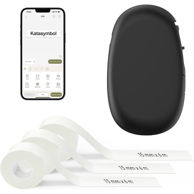 E tooth Label Maker Machine with Tape Continuous Label Versatile App with Fonts and k+ Icons Label Printer for Home Kitchen School Office Organization