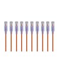 thumbnail image 1 of Monoprice SlimRun Cat6A Câble de Raccordement Ethernet - Cordon Internet Réseau - RJ45, Toronné, UTP, Fil de Cuivre Pur, 30AWG, 2ft, Orange, 10-Pack, 1 of 2