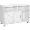 thumbnail image 1 of HOMCOM Support d'Imprimante Armoire Mobile de Bureau Organisateur avec Tiroir à Roulettes Blanc, 1 of 10