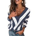thumbnail image 1 of Pulls pour Femmes Casual Manches Longues Col en V Pullover à Manches Longues, 1 of 6